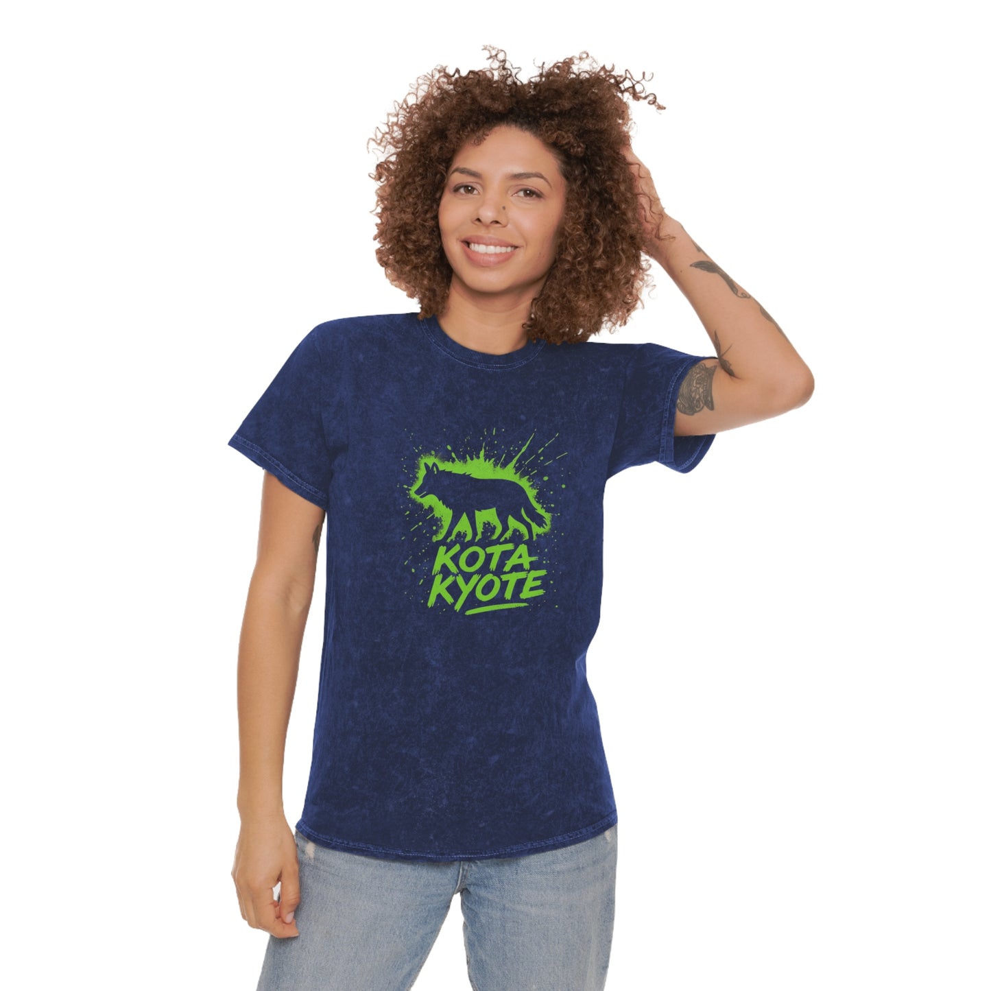 Kota Kyote Unisex Mineral Wash T-Shirt, Casual Streetwear Tee, Unique Graphic Top, Eco-Friendly Summer Shirt, Gift for Animal Lovers