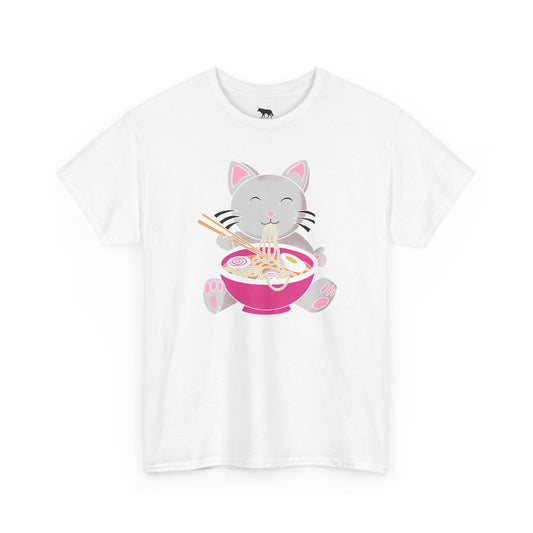 Cat Eating Ramen T-Shirt — Cute Kawaii Noodle Lover Tee