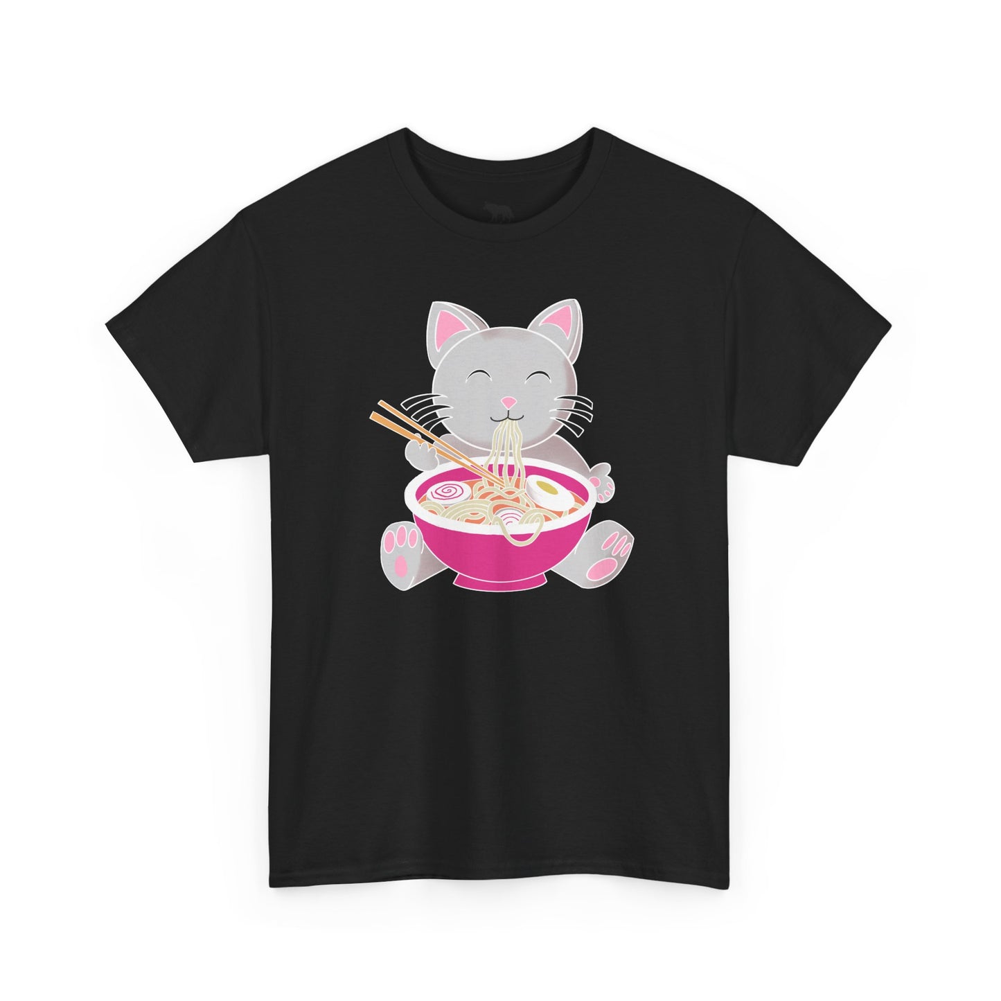 Cat Eating Ramen T-Shirt — Cute Kawaii Noodle Lover Tee