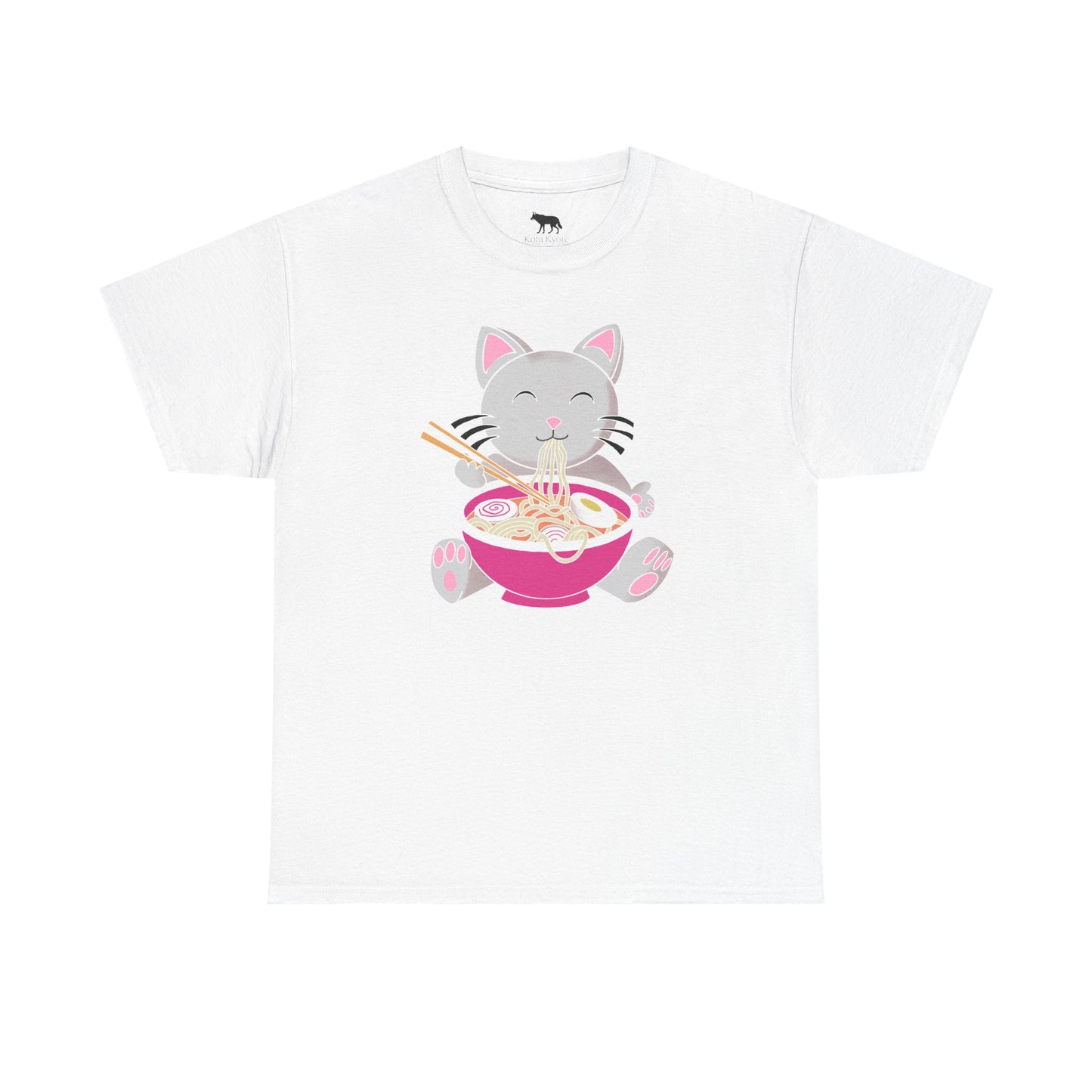 Cat Eating Ramen T-Shirt — Cute Kawaii Noodle Lover Tee