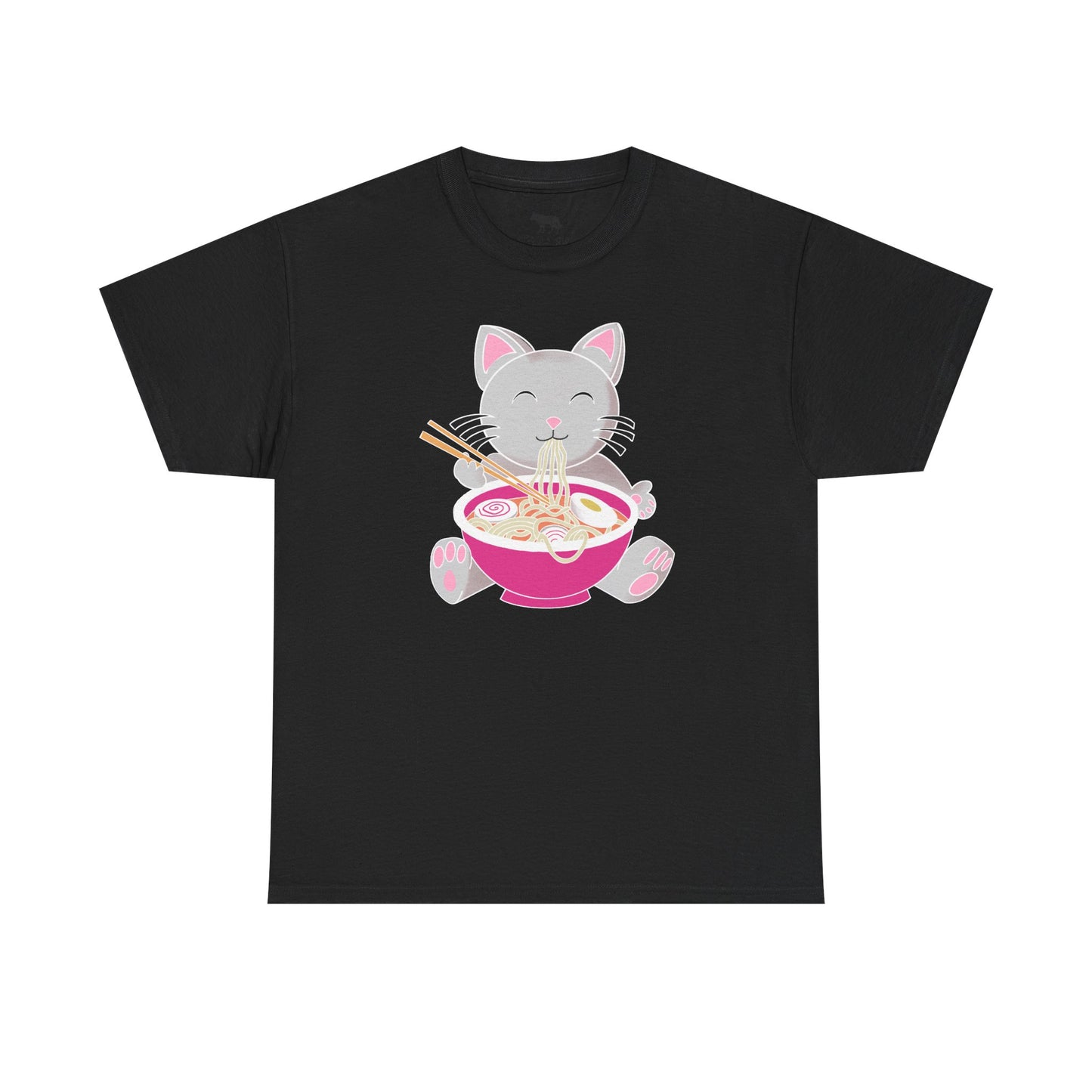 Cat Eating Ramen T-Shirt — Cute Kawaii Noodle Lover Tee