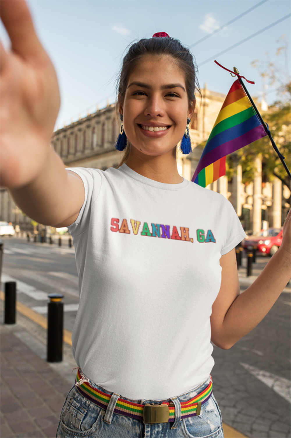 Savannah, GA Rainbow Graphic Tee